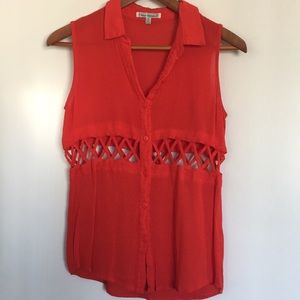 Lucca couture red cut out tank top Size XS.